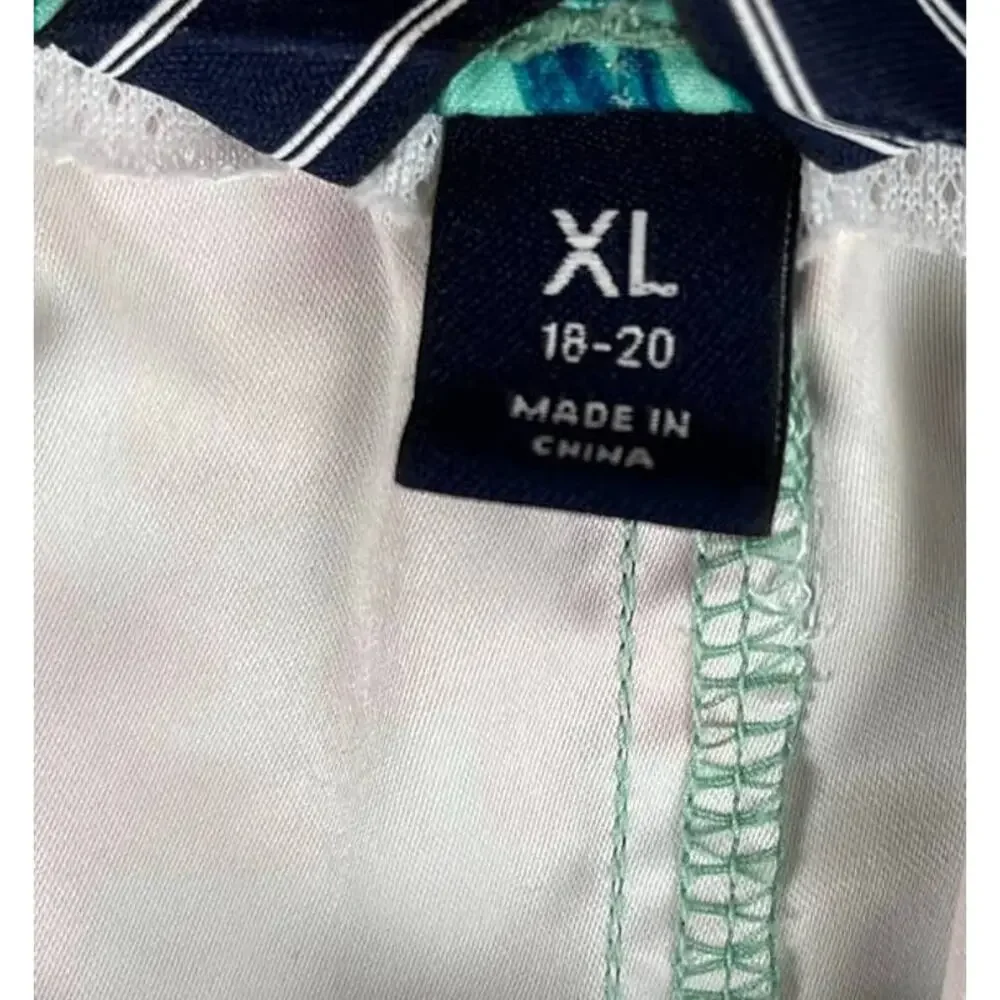Lands' End Big Boys 18-20 Hawaiian Board Shorts Drawstring Green Floral